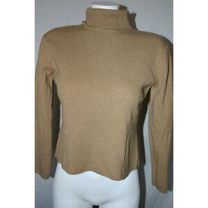 Mossimo Womens Ribbed Camel Turtleneck Merino Wool Sweater Long Sleeve Sz Large